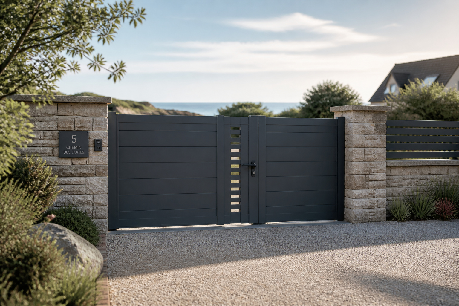Portail moderne gris anthracite de haute qualite