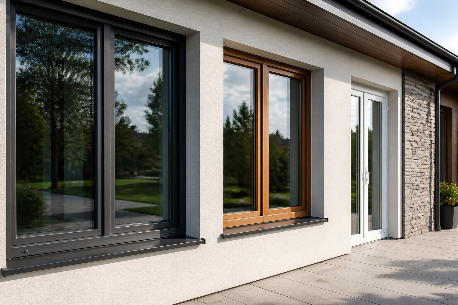 Facade moderne avec menuiseries variees