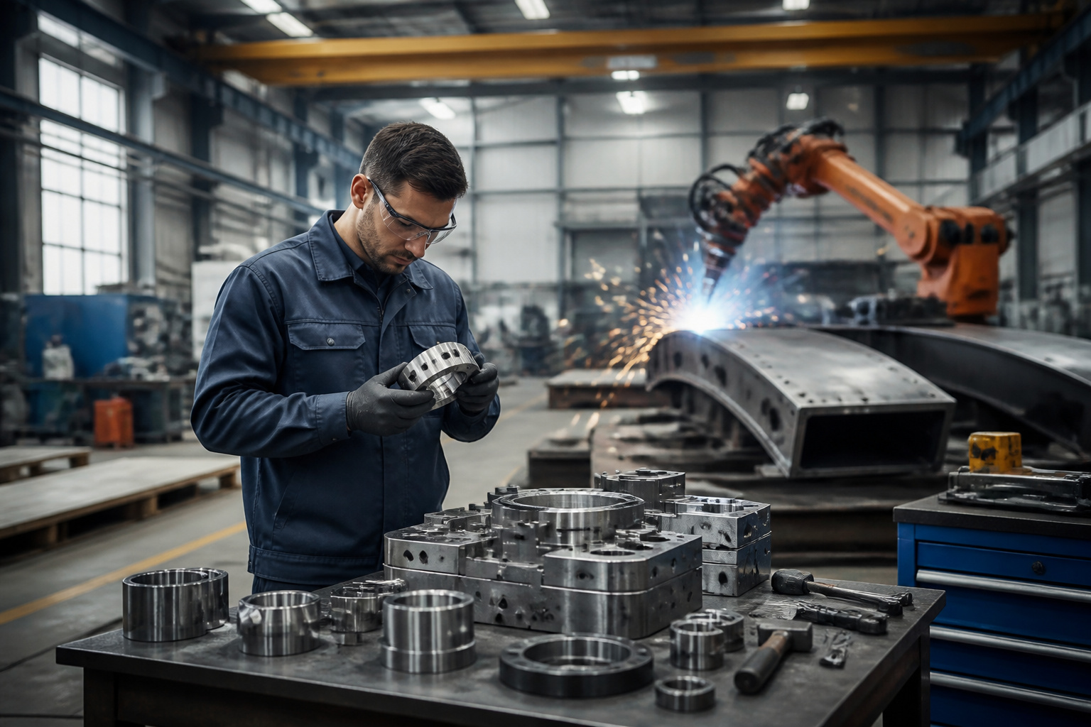 Artisan de precision dans un atelier moderne