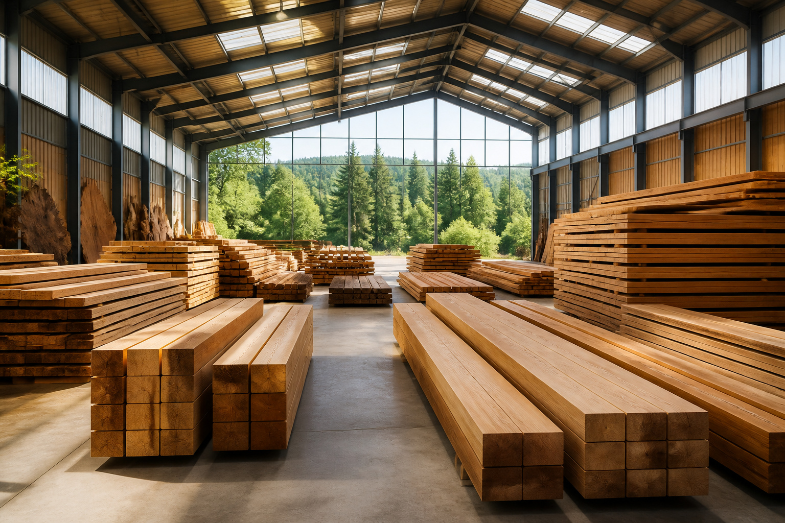 Entrepot de bois moderne et spacieux