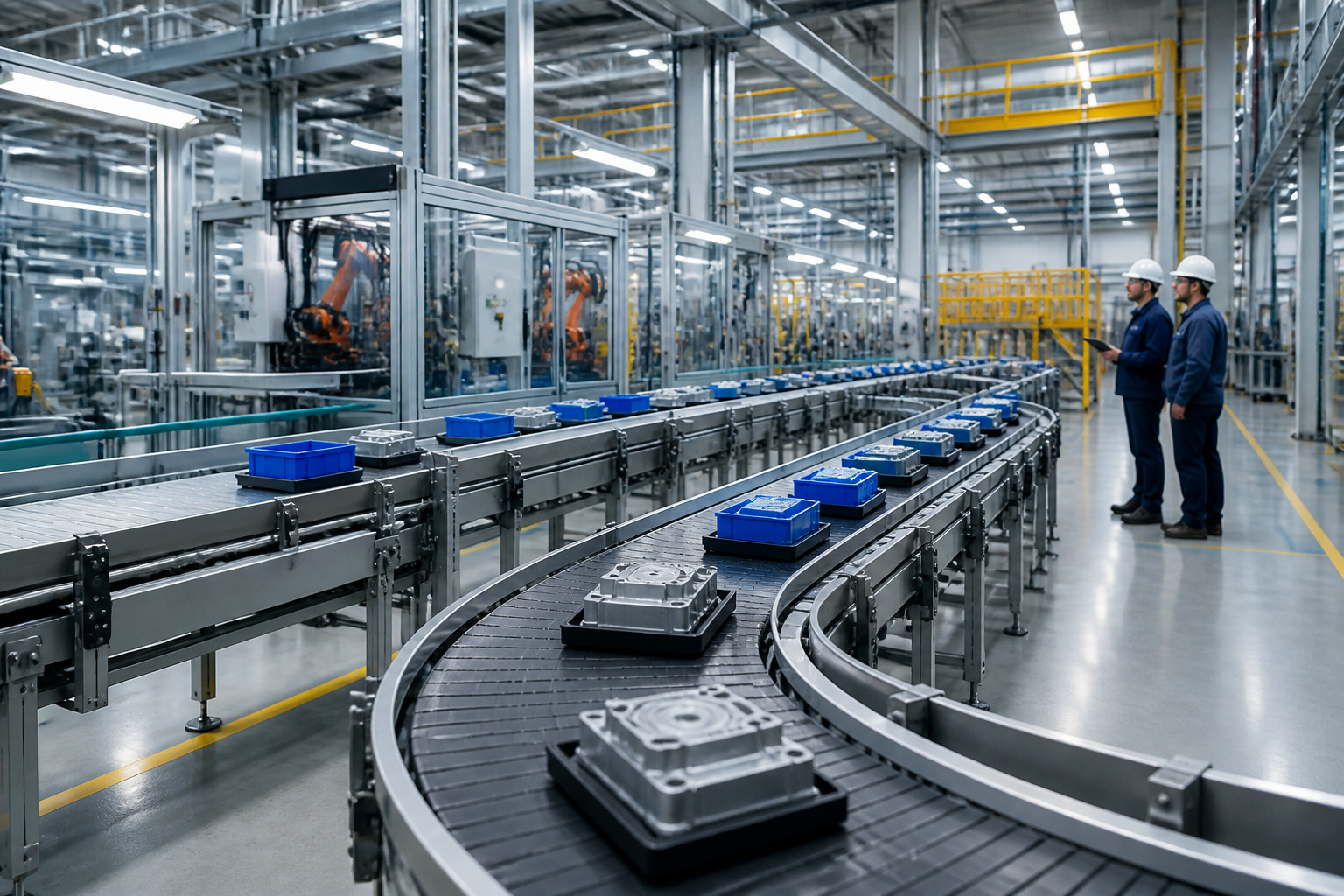Usine moderne et systeme de convoyage avance